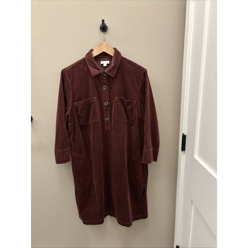 J. Jill Corduroy Medium dress button front collar pockets longsleeve